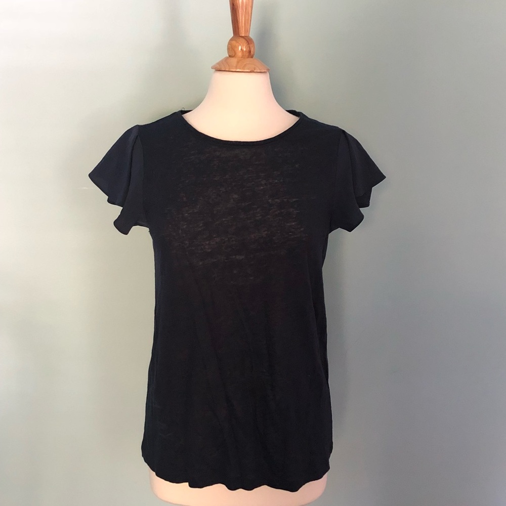 Banana Republic ruffle sleeve navy shirt